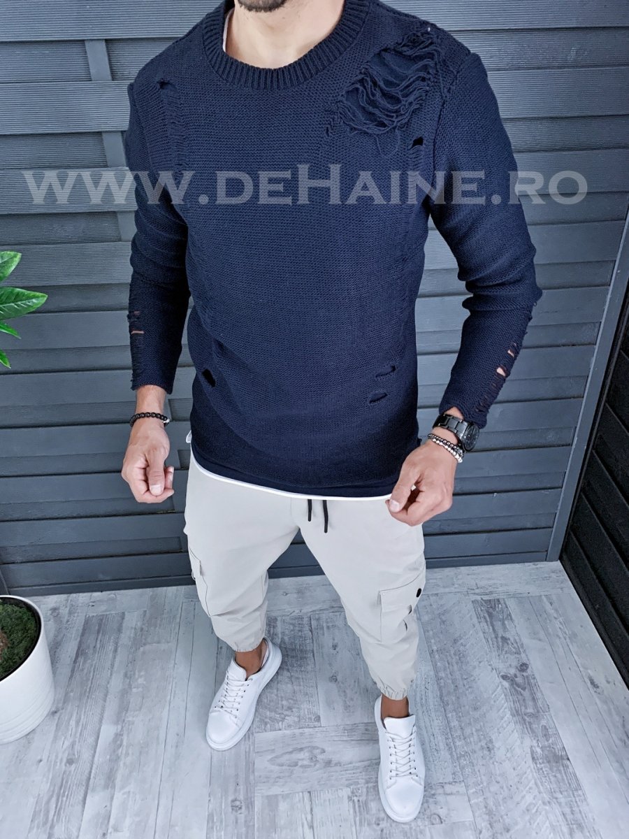 Pulover barbati gros slim fit bleumarin t3662 106-2